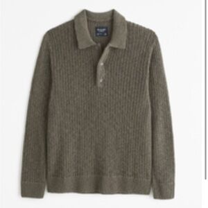 Abercrombie & Fitch olive  Knit long sleeve polo